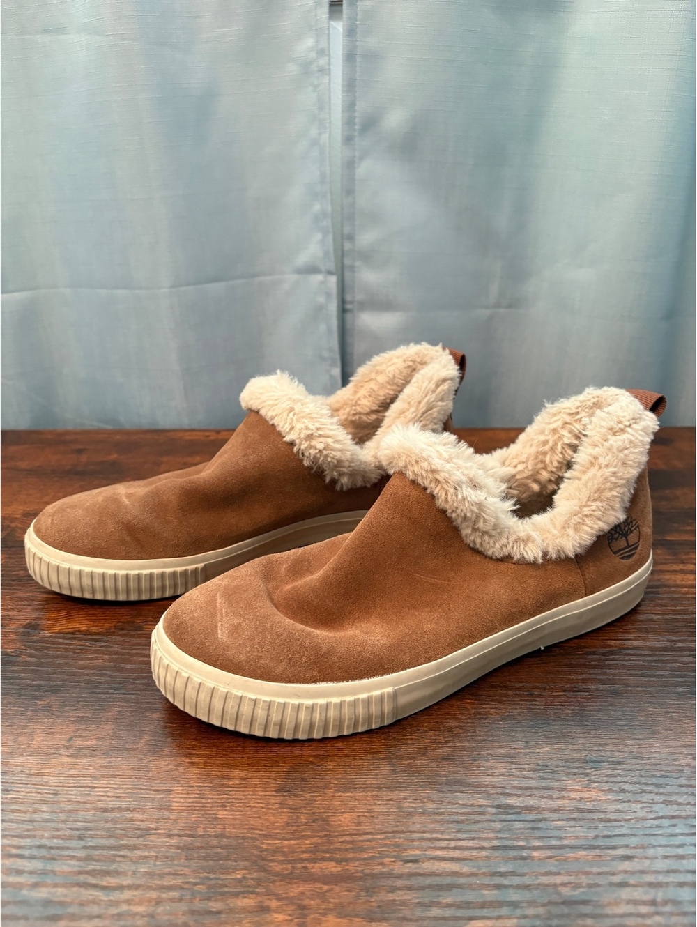 Timberland Women’s Suede Faux Fur Slip-On Shoes Brown Size 7.5